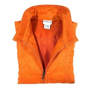 Bon Worth Women's Full-Zip Faux Suede Polyester Jacket - Burnt Orange, LPetite‎